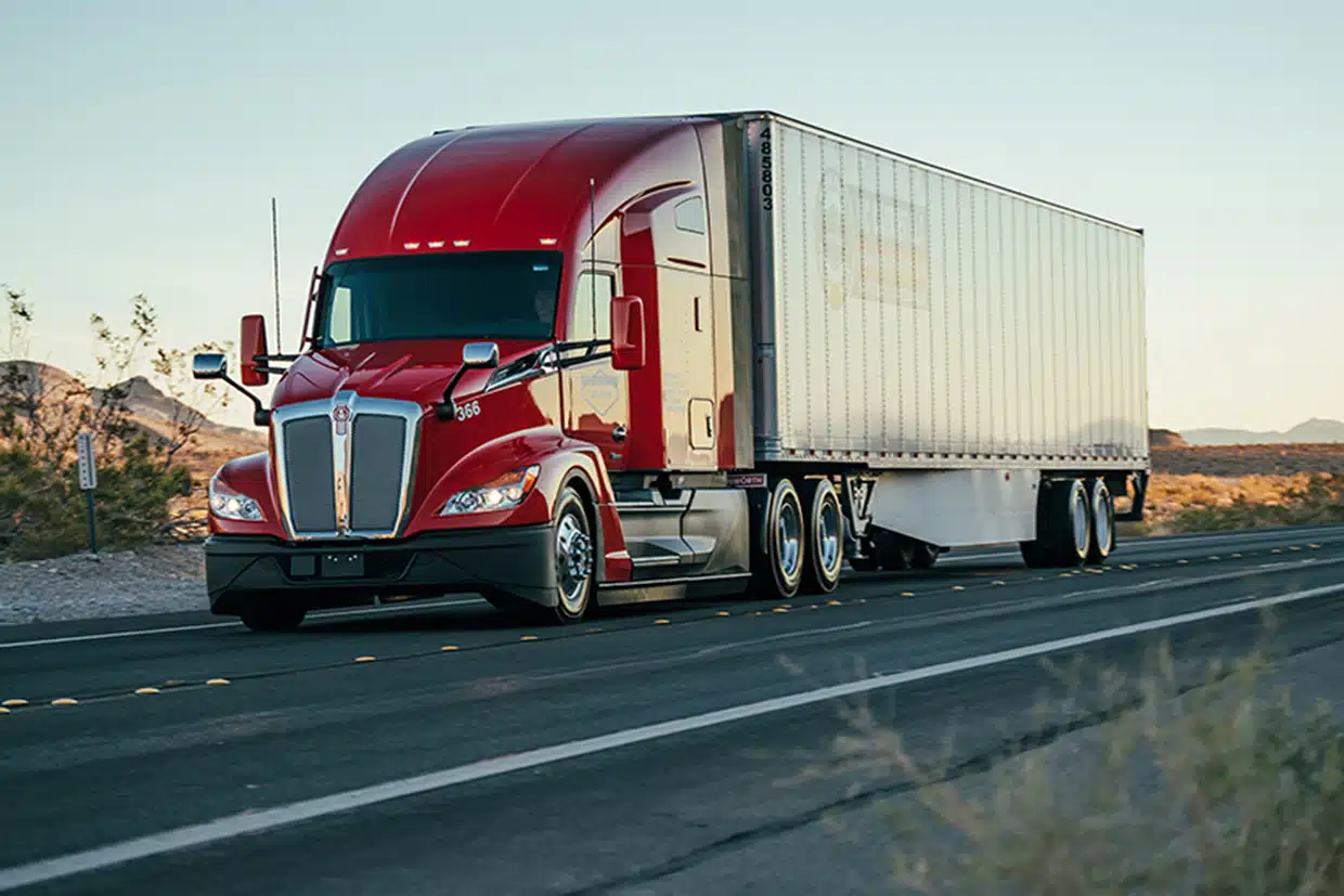 Dry van tractor trailer fleet on the interstate